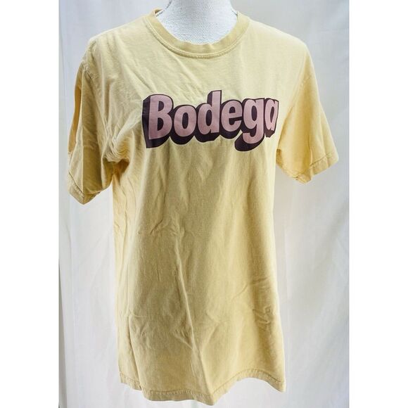 Bodega‎ Spellout Short Sleeve Shirt Yellow Mens Size Medium - Picture 6 of 8